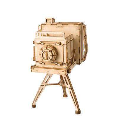 Régi fényképezőgép - Modern 3D fa Puzzle