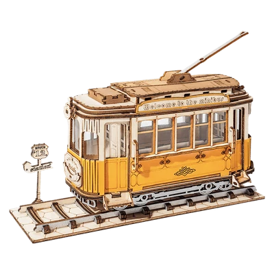 Sárga villamos - Modern 3D fa Puzzle