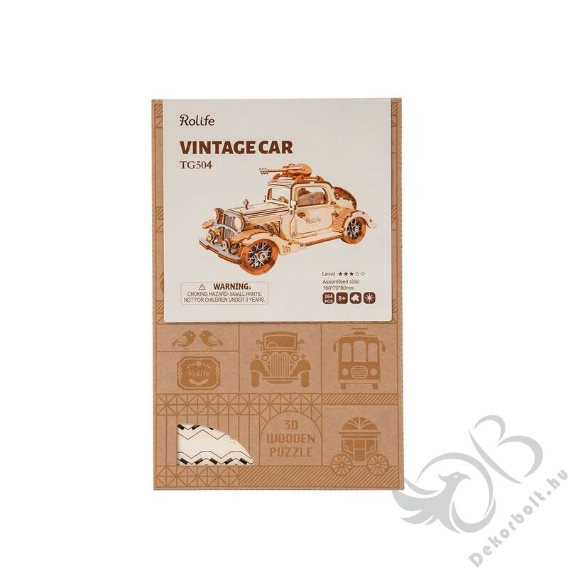 Vintage Kocsi - Modern 3D fa Puzzle