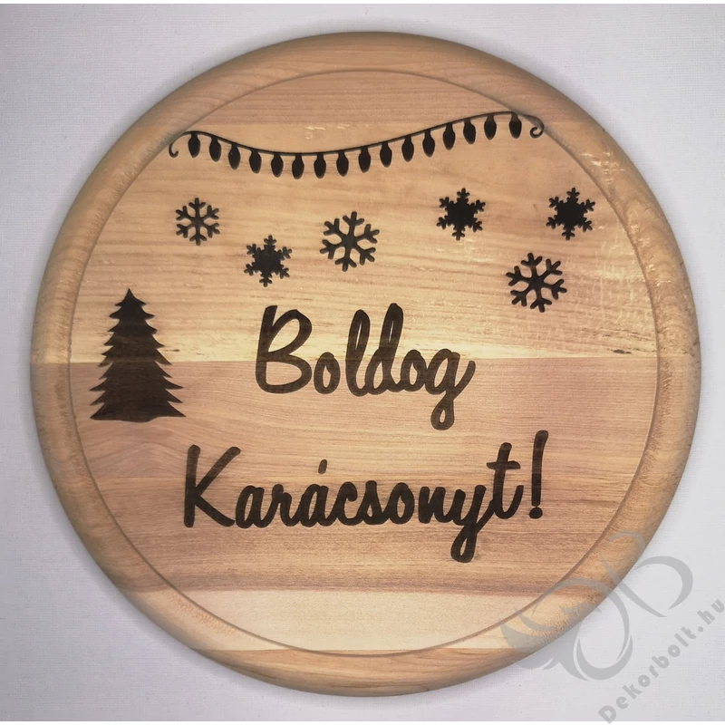 Gravírozott vágódeszka, alátét - Boldog Karácsonyt!