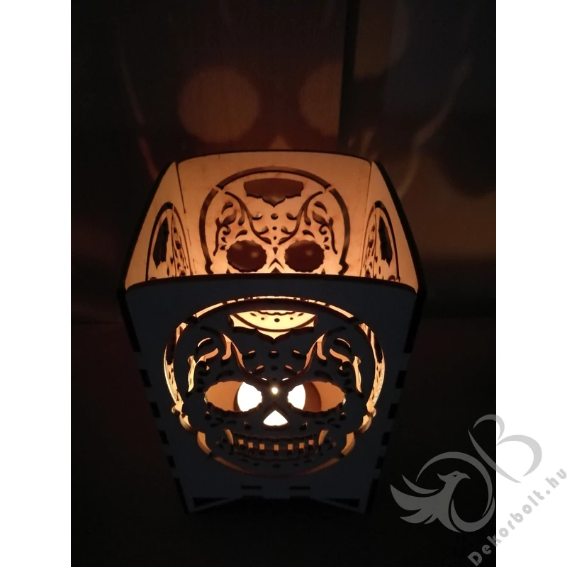Halloweeni Csontváz Fej mécsestartó